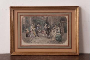 アンティーク雑貨　フランスアンティーク　MAGASIN DES DEMOISELLES　リトグラフモード画　ファッションイラスト　アートフレーム(2)