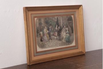 アンティーク雑貨　フランスアンティーク　MAGASIN DES DEMOISELLES　リトグラフモード画　ファッションイラスト　アートフレーム(2)