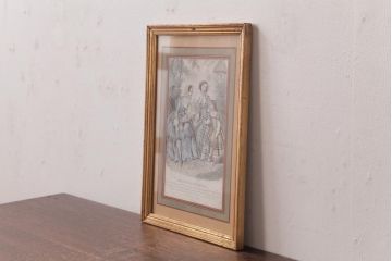 アンティーク雑貨　フランスアンティーク　MAGASIN DES DEMOISELLES　リトグラフモード画　ファッションイラスト　アートフレーム(3)