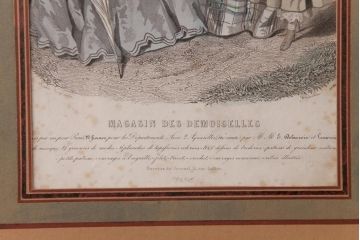 アンティーク雑貨　フランスアンティーク　MAGASIN DES DEMOISELLES　リトグラフモード画　ファッションイラスト　アートフレーム(3)