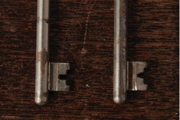 アンティーク雑貨　フランスアンティーク　ブロカントスタイルに合うシャビーなキー2本セット(鍵、カギ)(R-035479)