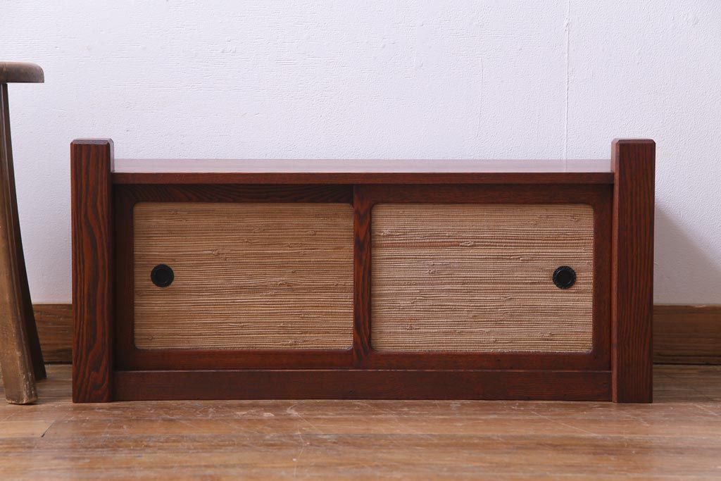 中古　高級品　松本伝統　指物工芸家具　漆塗り　ケヤキ材の杢目が見事な置き床(棚、ローボード)