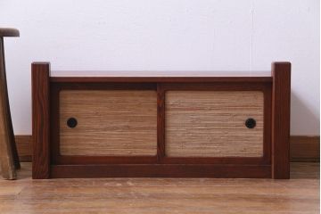 中古　高級品　松本伝統　指物工芸家具　漆塗り　ケヤキ材の杢目が見事な置き床(棚、ローボード)