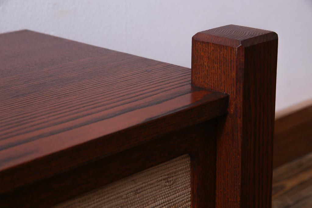 中古　高級品　松本伝統　指物工芸家具　漆塗り　ケヤキ材の杢目が見事な置き床(棚、ローボード)