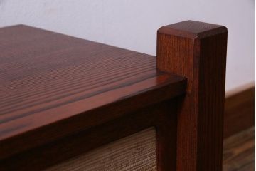 中古　高級品　松本伝統　指物工芸家具　漆塗り　ケヤキ材の杢目が見事な置き床(棚、ローボード)