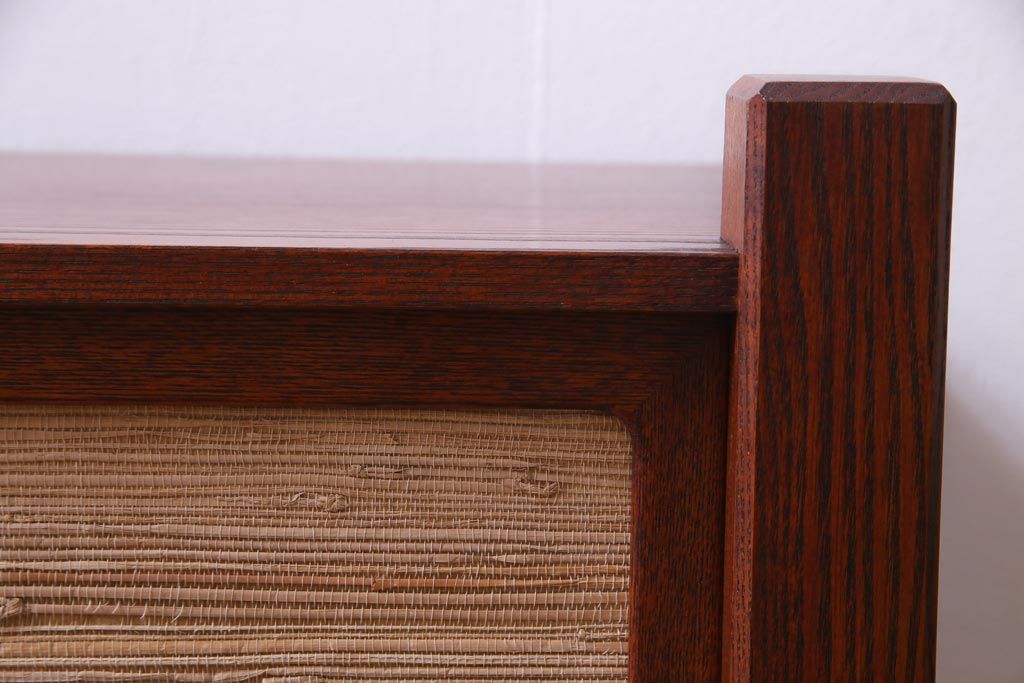 中古　高級品　松本伝統　指物工芸家具　漆塗り　ケヤキ材の杢目が見事な置き床(棚、ローボード)