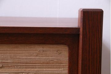 中古　高級品　松本伝統　指物工芸家具　漆塗り　ケヤキ材の杢目が見事な置き床(棚、ローボード)