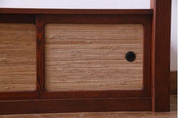 中古　高級品　松本伝統　指物工芸家具　漆塗り　ケヤキ材の杢目が見事な置き床(棚、ローボード)