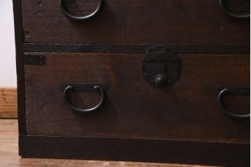 アンティーク家具　明治大正期　桑・桐材　渋い色味が趣溢れる衣装箪笥(チェスト、桐箪笥、桐たんす)