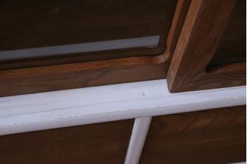 ペイント家具　当店オリジナルガラス入り　フレンチグレーがおしゃれなリメイクテレビボード(テレビ台、リビングボード、戸棚)(R-035489)