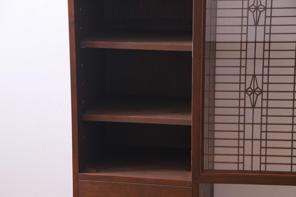 ラフジュ工房オリジナル　古建具リメイク　和モダンな雰囲気が趣きあふれる縦型収納棚(戸棚、キャビネット)