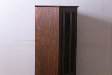 ラフジュ工房オリジナル　古建具リメイク　和モダンな雰囲気が趣きあふれる縦型収納棚(戸棚、キャビネット)