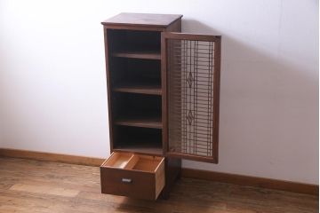 ラフジュ工房オリジナル　古建具リメイク　和モダンな雰囲気が趣きあふれる縦型収納棚(戸棚、キャビネット)