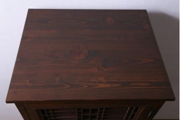 ラフジュ工房オリジナル　古建具リメイク　和モダンな雰囲気が趣きあふれる縦型収納棚(戸棚、キャビネット)