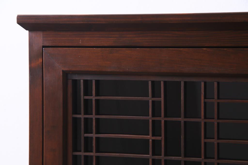 ラフジュ工房オリジナル　古建具リメイク　和モダンな雰囲気が趣きあふれる縦型収納棚(戸棚、キャビネット)