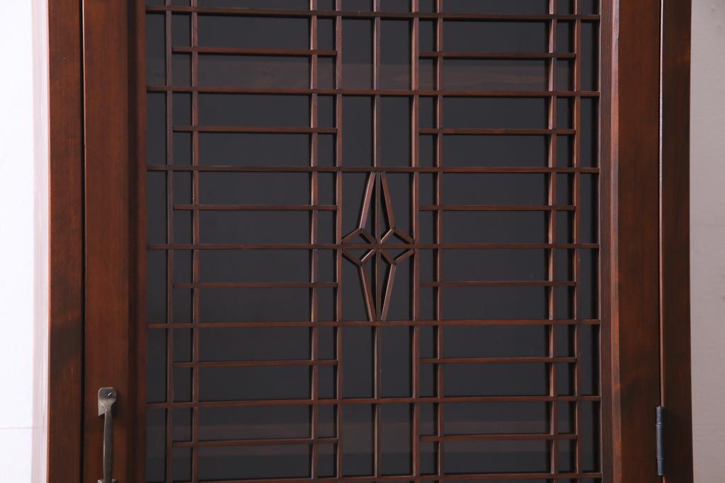 ラフジュ工房オリジナル　古建具リメイク　和モダンな雰囲気が趣きあふれる縦型収納棚(戸棚、キャビネット)