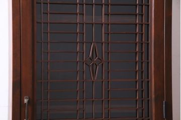 ラフジュ工房オリジナル　古建具リメイク　和モダンな雰囲気が趣きあふれる縦型収納棚(戸棚、キャビネット)