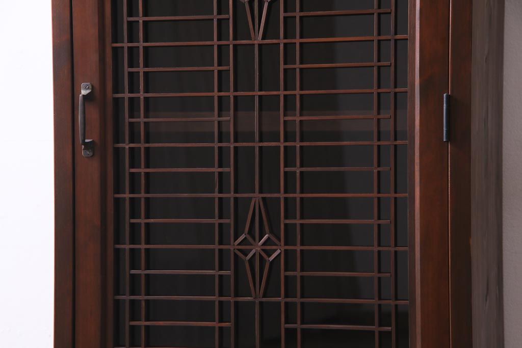 ラフジュ工房オリジナル　古建具リメイク　和モダンな雰囲気が趣きあふれる縦型収納棚(戸棚、キャビネット)