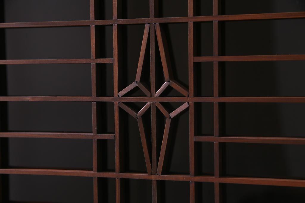 ラフジュ工房オリジナル　古建具リメイク　和モダンな雰囲気が趣きあふれる縦型収納棚(戸棚、キャビネット)