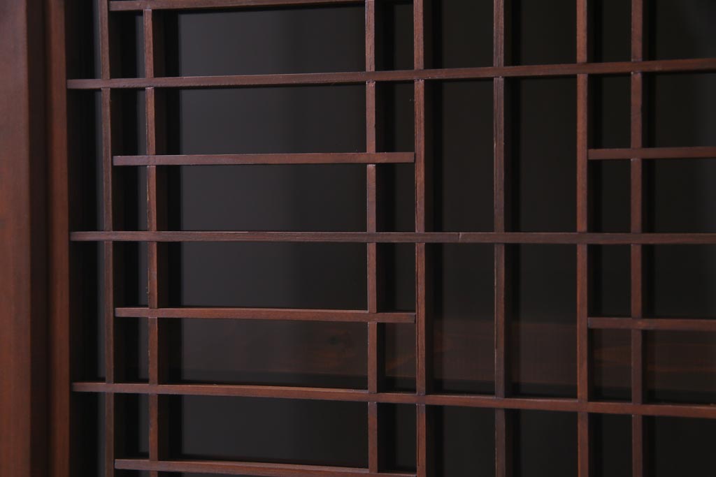 ラフジュ工房オリジナル　古建具リメイク　和モダンな雰囲気が趣きあふれる縦型収納棚(戸棚、キャビネット)