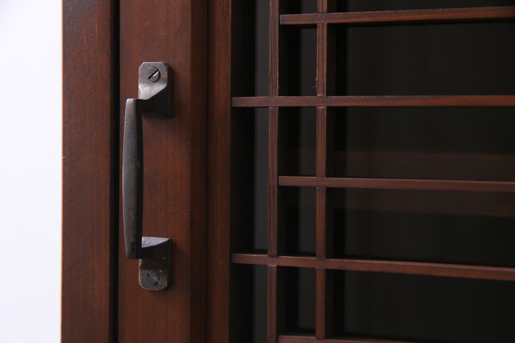 ラフジュ工房オリジナル　古建具リメイク　和モダンな雰囲気が趣きあふれる縦型収納棚(戸棚、キャビネット)