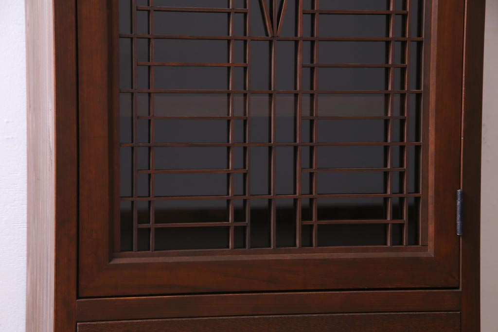 ラフジュ工房オリジナル　古建具リメイク　和モダンな雰囲気が趣きあふれる縦型収納棚(戸棚、キャビネット)