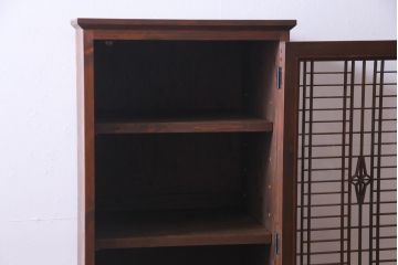 ラフジュ工房オリジナル　古建具リメイク　和モダンな雰囲気が趣きあふれる縦型収納棚(戸棚、キャビネット)