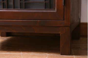 ラフジュ工房オリジナル　古建具リメイク　すりガラス入り　和モダンな雰囲気が趣きあふれる縦型収納棚(下駄箱、戸棚、キャビネット)