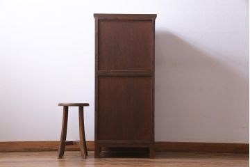 ラフジュ工房オリジナル　古建具リメイク　すりガラス入り　和モダンな雰囲気が趣きあふれる縦型収納棚(下駄箱、戸棚、キャビネット)