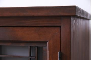 ラフジュ工房オリジナル　古建具リメイク　すりガラス入り　和モダンな雰囲気が趣きあふれる縦型収納棚(下駄箱、戸棚、キャビネット)