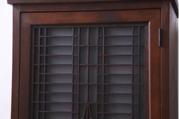 ラフジュ工房オリジナル　古建具リメイク　すりガラス入り　和モダンな雰囲気が趣きあふれる縦型収納棚(下駄箱、戸棚、キャビネット)