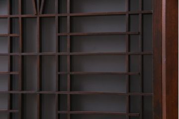 ラフジュ工房オリジナル　古建具リメイク　すりガラス入り　和モダンな雰囲気が趣きあふれる縦型収納棚(下駄箱、戸棚、キャビネット)