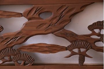 昭和初期　鶴と松　特大　吉祥モチーフが和の雰囲気盛り上げる欄間(明り取り、ガラス無し)