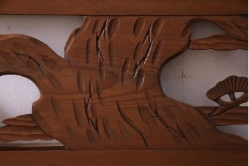 昭和初期　鶴と松　特大　吉祥モチーフが和の雰囲気盛り上げる欄間(明り取り、ガラス無し)(1)