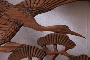 昭和初期　鶴と松　特大　吉祥モチーフが和の雰囲気盛り上げる欄間(明り取り、ガラス無し)(1)