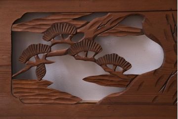 昭和初期　鶴と松　特大　吉祥モチーフが和の雰囲気盛り上げる欄間(明り取り、ガラス無し)(1)