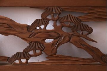 昭和初期　鶴と松　特大　吉祥モチーフが和の雰囲気盛り上げる欄間(明り取り、ガラス無し)(1)