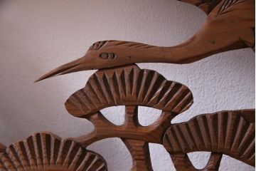 昭和初期　鶴と松　特大　吉祥モチーフが和の雰囲気盛り上げる欄間(明り取り、ガラス無し)(1)