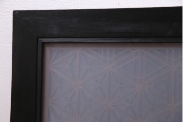和製アンティーク　すりガラス入り　組子と漆塗りが上品な雰囲気醸し出す欄間(ディスプレイ、明り取り)