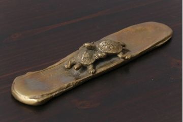 アンティーク雑貨　伝統工芸　高岡銅器　瑞峰堂　須賀月真　共箱付き　双亀文鎮(夫婦亀、ペーパーウエイト)