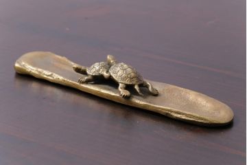 アンティーク雑貨　伝統工芸　高岡銅器　瑞峰堂　須賀月真　共箱付き　双亀文鎮(夫婦亀、ペーパーウエイト)