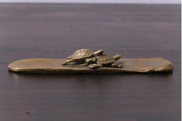 アンティーク雑貨　伝統工芸　高岡銅器　瑞峰堂　須賀月真　共箱付き　双亀文鎮(夫婦亀、ペーパーウエイト)