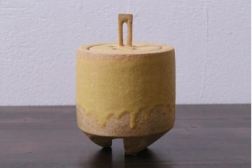 アンティーク雑貨　中古　林恭助作　共箱付き　黄瀬戸の香炉