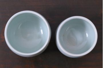 倶門窯　瀧田項一　花文湯呑　共箱付き　染付色絵　夫婦湯呑