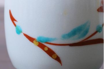 倶門窯　瀧田項一　花文湯呑　共箱付き　染付色絵　夫婦湯呑