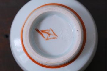 倶門窯　瀧田項一　花文湯呑　共箱付き　染付色絵　夫婦湯呑