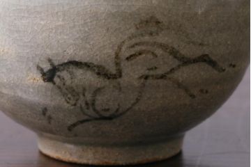 昭和中期　田代法橋(清治右衛門)　共箱付き　相馬駒焼　煎茶器セット(急須、湯冷まし、湯呑み5客)