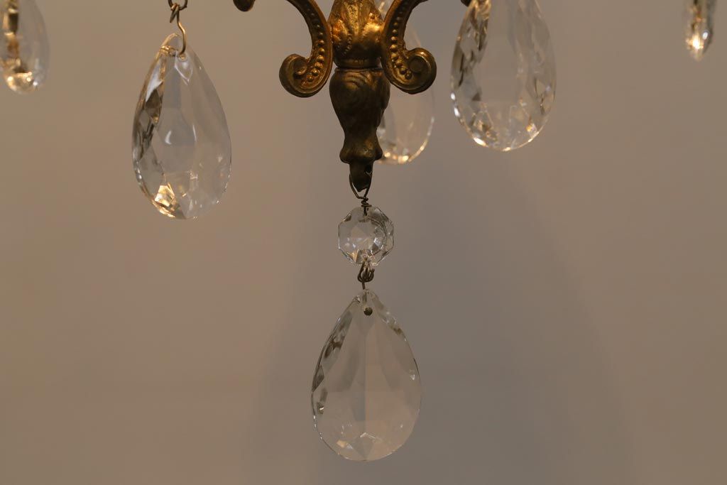 フランスビンテージ　小振りサイズが珍しいゴージャスなシャンデリア(ペンダントライト、天井照明、吊り下げ照明)