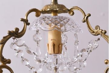 フランスビンテージ　小振りサイズが珍しいゴージャスなシャンデリア(ペンダントライト、天井照明、吊り下げ照明)