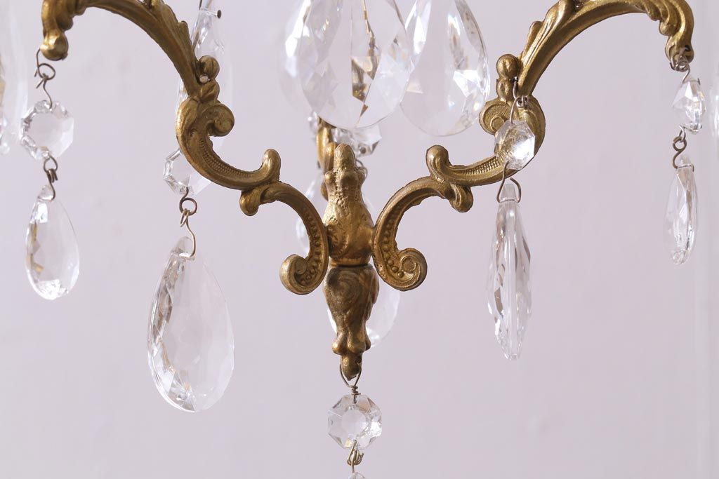 フランスビンテージ　小振りサイズが珍しいゴージャスなシャンデリア(ペンダントライト、天井照明、吊り下げ照明)